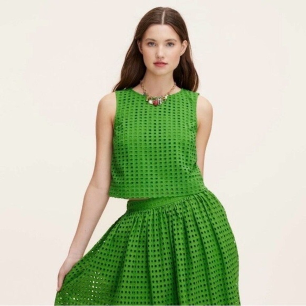 Kate Spade X New York Target Green Eyelet Shell Tank Top & Skirt SET Nwt Sz S - Picture 2 of 5